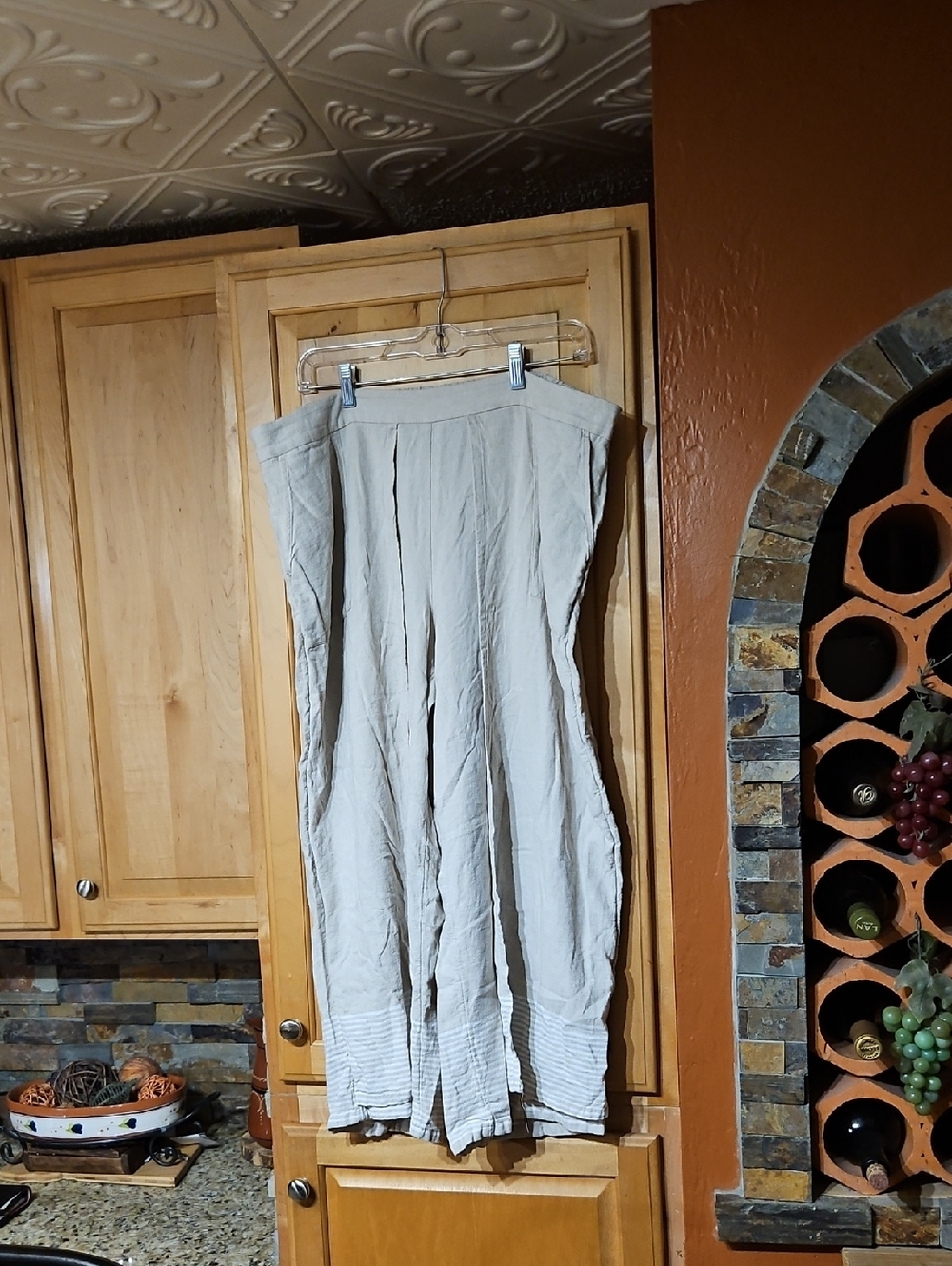 J. Jill Pure Jill Tan White Linen Blend Wide Leg Crop Pants Lagenlook